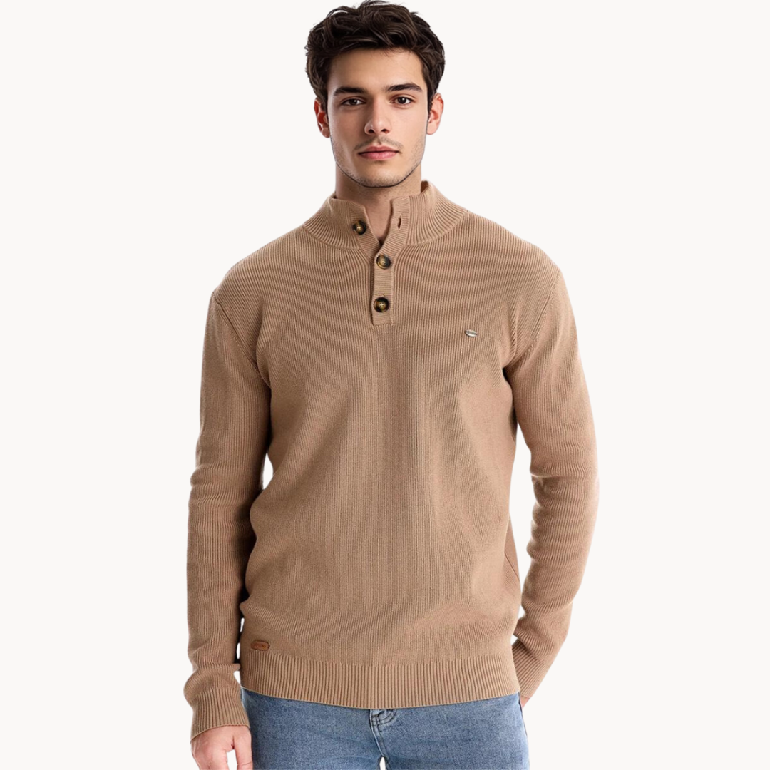 Ashton Button Mockneck Sweater | Klyo