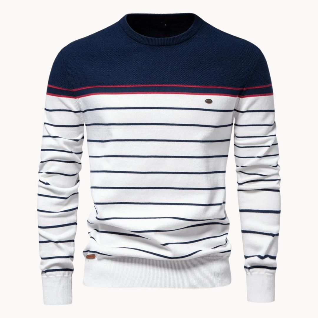 Atlantic Stripe Cotton Sweater | Klyo