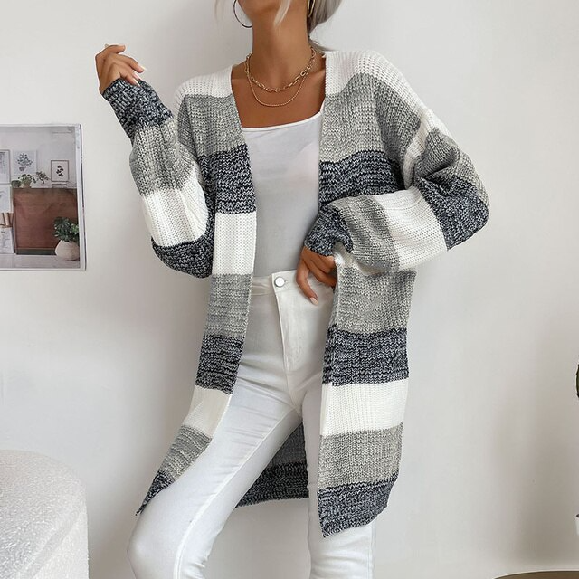 Patchwork Knitted Long Sweater | Klyo