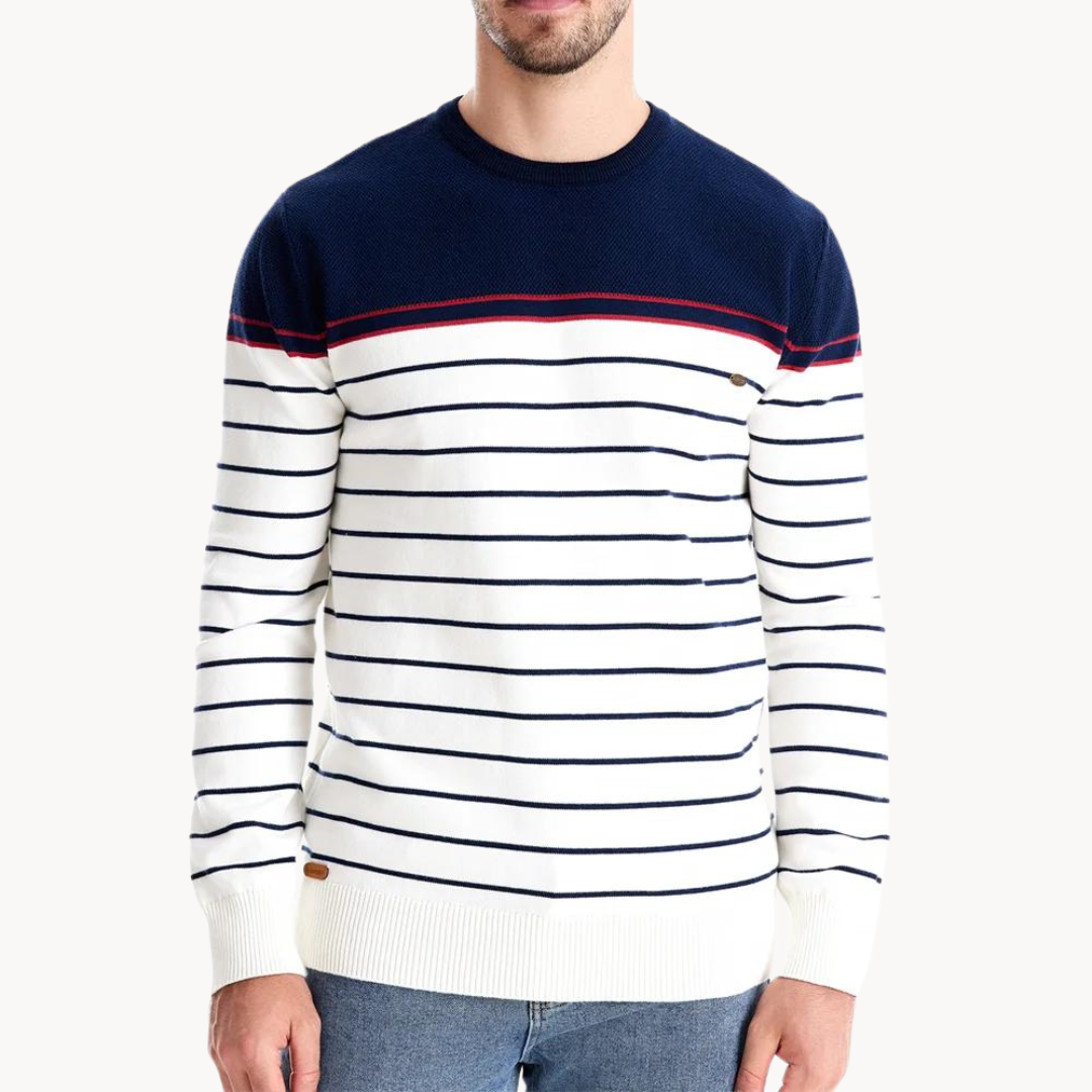 Atlantic Stripe Cotton Sweater | Klyo