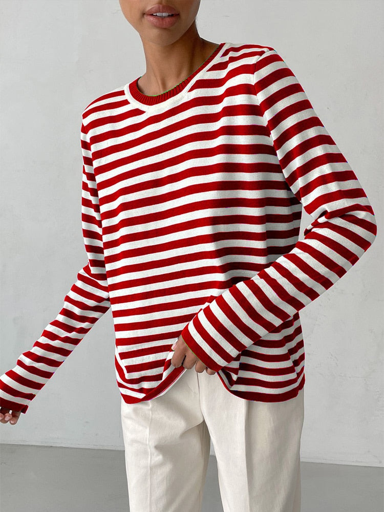 Striped Loose Sweater | Klyo