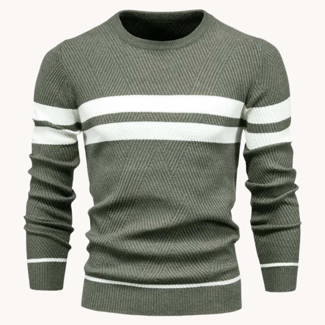 Zander Field Stripe Cotton Crewneck | Klyo