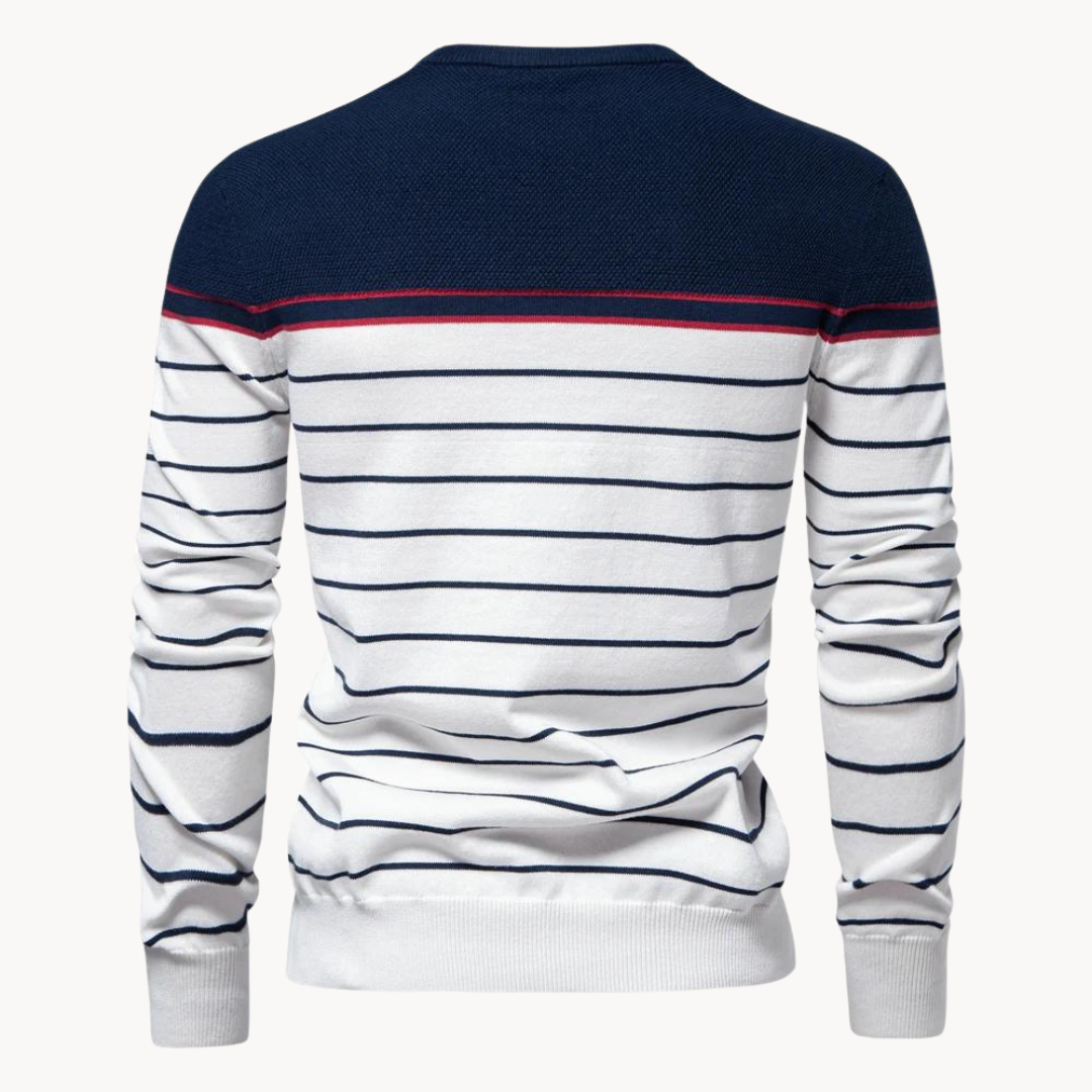 Atlantic Stripe Cotton Sweater | Klyo