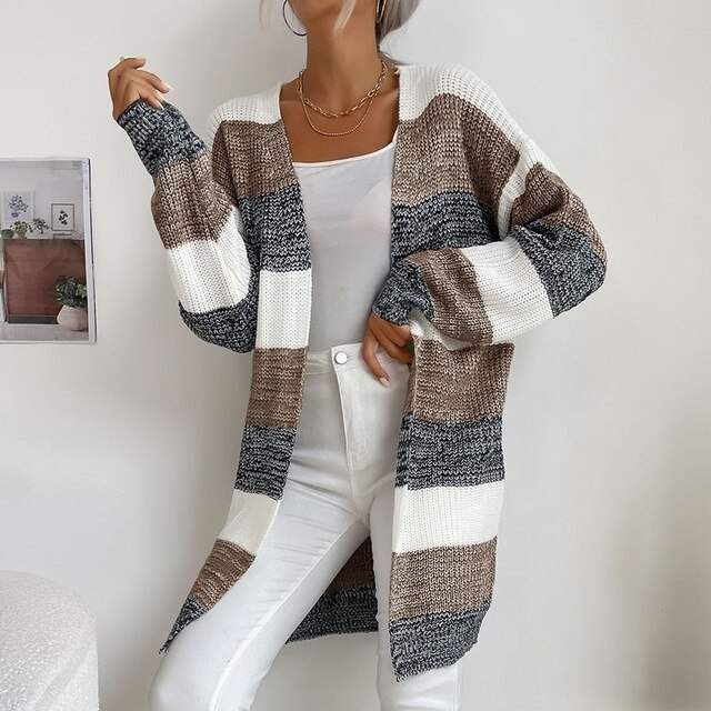 Patchwork Knitted Long Sweater | Klyo