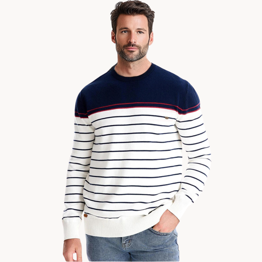 Atlantic Stripe Cotton Sweater | Klyo